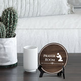 Prayer Room Circle Table Sign with Acrylic Stand (5x5") | Business and Workplace Multi Faith Sign