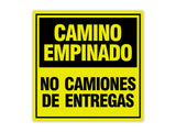 Square Plus Camino Empinado No Camiones De Entregas Wall or Door Sign | Spanish | Health & Safety Warehouse Business Signage