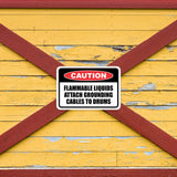 Classic Framed Plus Caution Flammable Liquids Attach Grounding Cables To Drums Door or Wall Sign | Business Protection Construction Site Warehouse & Shop Area