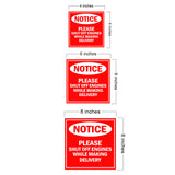 Square Plus Notice Please Shut Off Engines While Making Delivery Wall or Door Sign | Health & Safety Warehouse Business Signage