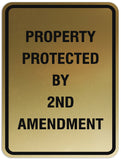 Signs ByLITA Portrait Round Property Protected By 2nd Amendment Sign - Laser-Engraved Lettering | Durable ABS Plastic | Vibrant Colors | Powerful Foam Tape
