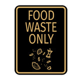 Signs ByLITA Portrait Round Food Waste Only Door or Wall Sign Durable ABS Plastic | Laser Engraved | Easy Installation | Kitchen | Hygiene