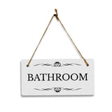 Bathroom 5x10 Hanging Plus Wall or Door Sign | Rustic Twine | Range of Vibrant Decor Styles | Restroom Signs For Home and Business