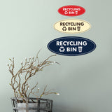 Signs ByLITA Oval Recycling bin Sign - Laser-Engraved Lettering | Durable ABS Plastic | Vibrant Colors | Powerful Foam Tape