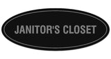 Signs ByLITA Oval JANITOR'S CLOSET Sign - Laser-Engraved Lettering | Durable ABS Plastic | Vibrant Colors | Powerful Foam Tape