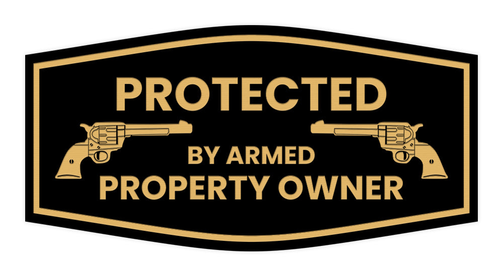 Fancy Protected by Armed Property Owner .45 Wall or Door Sign