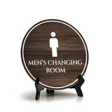 Men's Changing Room Circle Table Sign with Acrylic Stand (5x5") | Spa Gym Club Locker Room Sign