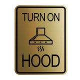 Signs ByLITA Portrait Round Turn On Hood Door or Wall Sign Durable ABS Plastic | Laser Engraved | Easy Installation | Kitchen | Hygiene
