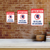 Portrait Round Plus Attention No Yelling Or Screaming Wall or Door Sign | Indoor Gym & Pool Signage