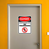 Portrait Round Plus Danger Construction Site No Trespassing Wall or Door Sign | Health And Safety Signage