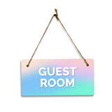 Guest Room 5x10 Hanging Plus Wall or Door Sign | Rustic Twine | Range of Vibrant Decor Styles | Room Signs For Home and Business