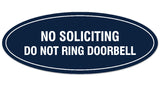 Signs ByLITA Oval No Soliciting Do Not Ring Doorbell Sign - Laser-Engraved Lettering | Durable ABS Plastic | Vibrant Colors | Powerful Foam Tape