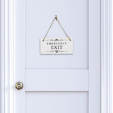 Emergency Exit 5" x 10" Hanging Wall or Door Sign | Rustic Twine | Stylish Business or Office Safety Signage