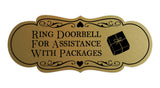 Signs ByLITA Designer Ring Doorbell for Assistance with Packages Wall or Door Sign