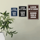Signs ByLITA Portrait Round Elevator Out Of Service Door or Wall Sign | Spanish Bilingual Business Signs