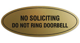 Signs ByLITA Oval No Soliciting Do Not Ring Doorbell Sign - Laser-Engraved Lettering | Durable ABS Plastic | Vibrant Colors | Powerful Foam Tape