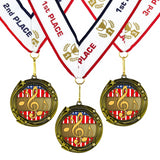 All Quality Music Swirling Stars Design Medal - 1st, 2nd, 3rd Place