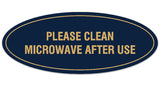 Signs ByLITA Oval Please Clean Microwave After Use Sign - Laser-Engraved Lettering | Durable ABS Plastic | Vibrant Colors | Powerful Foam Tape