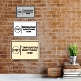 Signs ByLITA Classic Framed Stop! Temperature Monitoring Here Door or Wall Sign Easy Installation | Health And Safety | Building And Hospitality Signs