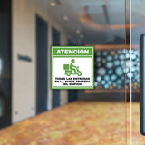 Square Plus Atención Todas Las Entregas En La Parte Trasera Del Edificio Wall or Door Sign | Spanish | Health & Safety Warehouse Business Signage