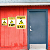Portrait Round Plus Construction Site Exit Wall or Door Sign | Health And Safety Signage