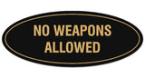 Signs ByLITA Oval NO WEAPONS ALLOWED Sign - Laser-Engraved Lettering | Durable ABS Plastic | Vibrant Colors | Powerful Foam Tape