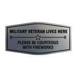 Signs ByLITA Fancy Military Veteran Lives Here Please Be Courteous With Fireworks Easy Installation | Honor Veterans with Military Signs | US Pride | Businesses and Homes Wall or Door Sign