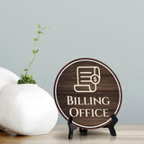 Billing Office Circle Table Sign with Acrylic Stand (5x5")