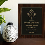 Church and Religion Theme, Black Wood Frame Customizable Leatherette Award Plaque | Easel Mount Option | Recognition of Achievement and Service Personalizable Plaques