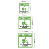 Square Plus Attention All Deliveries in Rear Wall or Door Sign | Health & Safety Warehouse Business Signage