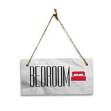 Bedroom 5x10 Hanging Plus Wall or Door Sign | Rustic Twine | Range of Vibrant Decor Styles | Room Signs For Home and Business