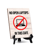 No Remote Working Signs|Café or Restaurant Etiquette Decor Table Sign with Acrylic Stand (6x8“)