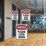 Portrait Round Plus Notice Please Lock Door Wall or Door Sign | Health And Safety Office Signage