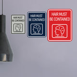 Signs ByLITA Portrait Round Hair Must Be Contained Door or Wall Sign Durable ABS Plastic | Laser Engraved | Easy Installation | Kitchen | Hygiene