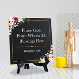 Praise God From Whom All Blessings Flow Romans 11:36 5"x 5" Square Table Sign With Acrylic Easel | Religious Home Decor