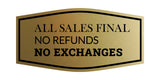 Fancy All Sales Final No Refunds No Exchanges Wall or Door Sign