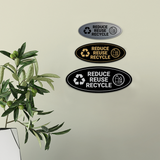 Signs ByLITA Oval Reduce Reuse Recycle Sign - Laser-Engraved Lettering | Durable ABS Plastic | Vibrant Colors | Powerful Foam Tape