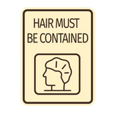 Signs ByLITA Portrait Round Hair Must Be Contained Door or Wall Sign Durable ABS Plastic | Laser Engraved | Easy Installation | Kitchen | Hygiene
