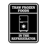Signs ByLITA Portrait Round Thaw Frozen Foods In The Refrigerator Door or Wall Sign Durable ABS Plastic | Laser Engraved | Easy Installation | Kitchen | Hygiene
