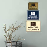 Classic Framed Welcome To Church Praying Hands Wall or Door Sign