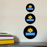 Circle Plus Sun Neon Graphic Style Wall or Door Sign | Live Streamer Gaming Themed Decoration