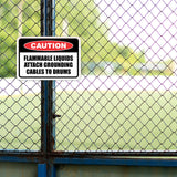 Classic Framed Plus Caution Flammable Liquids Attach Grounding Cables To Drums Door or Wall Sign | Business Protection Construction Site Warehouse & Shop Area