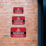 Classic Framed Plus Warning Explosive Gas No Open Flames Door or Wall Sign | Workplace Health and Safety Warning Signage