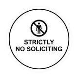 Circle Strictly No Soliciting Wall or Door Sign