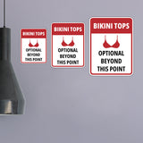 Portrait Round Plus Bikini Tops Optional Beyond This Point Wall or Door Sign | Funny Naughty Decor