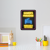 Portrait Round Plus Gamer's Paradise: Where Sleep is for the Weak Wall or Door Sign | Easy Installation | Gaming | Home Decor