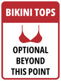 Portrait Round Plus Bikini Tops Optional Beyond This Point Wall or Door Sign | Funny Naughty Decor