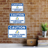 Classic Framed Plus Caution Electrical Panel Keep Clear Wall or Door Sign | Workplace Safety Compliance Signs