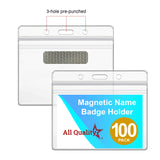 ID Badge with Magnet Backing - 25, 50, 100 Pack | Professional Name Badge Holders with Clear Images & Secure Magnetic Fastening