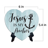Signs ByLITA Heart Jesus is My Anchor Wood Color, Table Sign [6 x 5"]